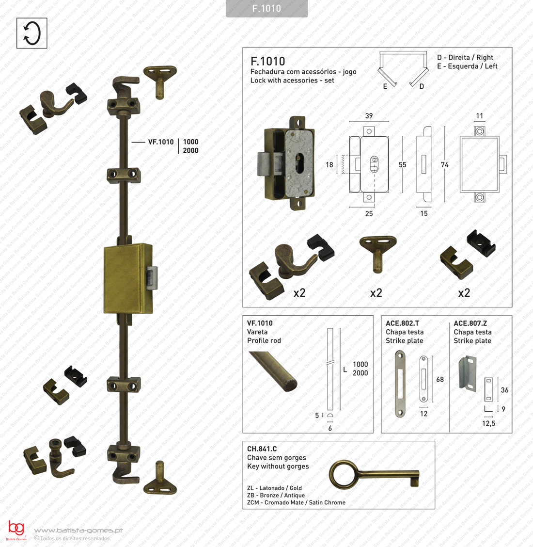 Fechadura com var�o para arm�rios
